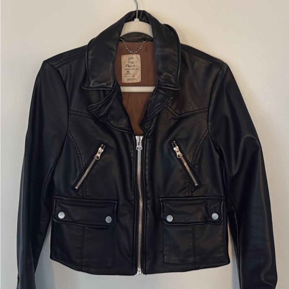 We the Free Black Faux Leather Jacket